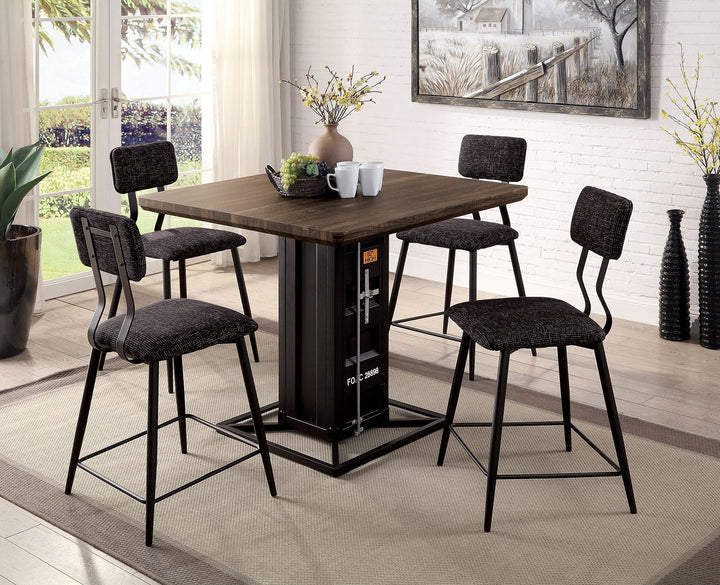 Furniture Of America Dicarda Distressed Walnut/Sand Black Industrial 5-Piece Dining Table Set Model CM3789BK-PT-5PC - MONAVILLA