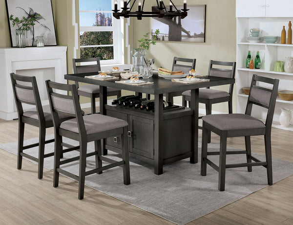 Furniture Of America Vicky Gray Transitional 7-Piece Dining Table Set Model CM3794PT-7PC - MONAVILLA