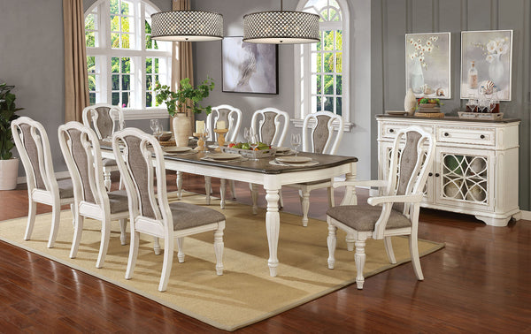 Furniture Of America Leslie White Wash/Walnut/Ash Brown Transitional 7-Piece Dining Table Set (2 Arm Chair + 4 Side Chair) Model CM3795T-7PC - MONAVILLA