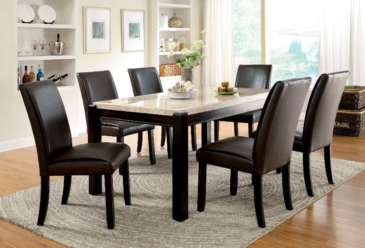 Furniture Of America Gladstone Dark Walnut/Ivory Transitional 7-Piece Dining Table Set Model CM3823T-7PC - MONAVILLA