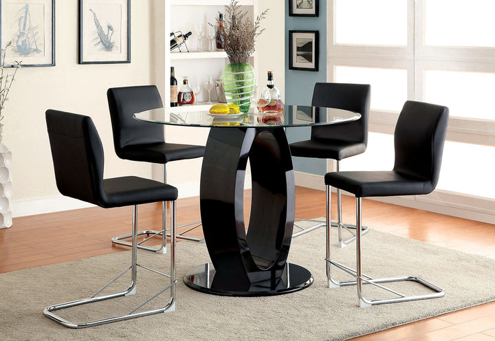 Furniture Of America Lodia Black Contemporary 5-Piece Dining Table Set Model CM3825BK-RPT-5PC - MONAVILLA