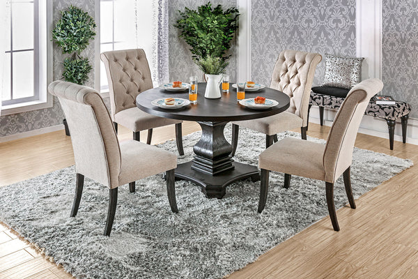 Furniture Of America Nerissa Antique Black/Beige Rustic 5-Piece Dining Table Set Model CM3840RT-5PC-3564GY - MONAVILLA