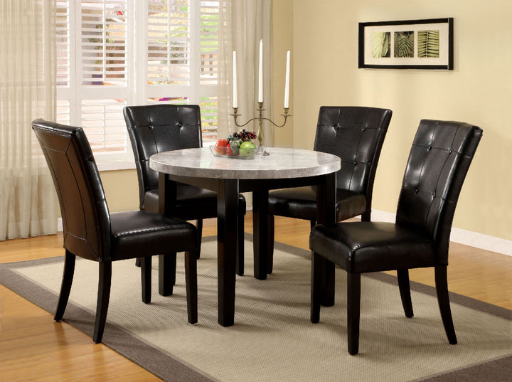 Furniture Of America Marion Espresso Transitional 5-Piece Round Dining Table Set Model CM3866RT-40-5PC - MONAVILLA