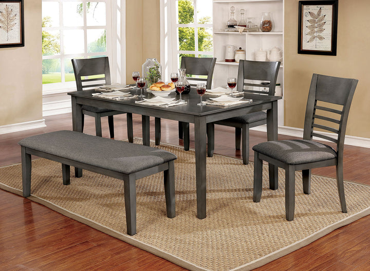 Furniture Of America Hillsview Gray Transitional 6-Piece Dining Table Set With Bench Model CM3916GY-T-60-6PC - MONAVILLA