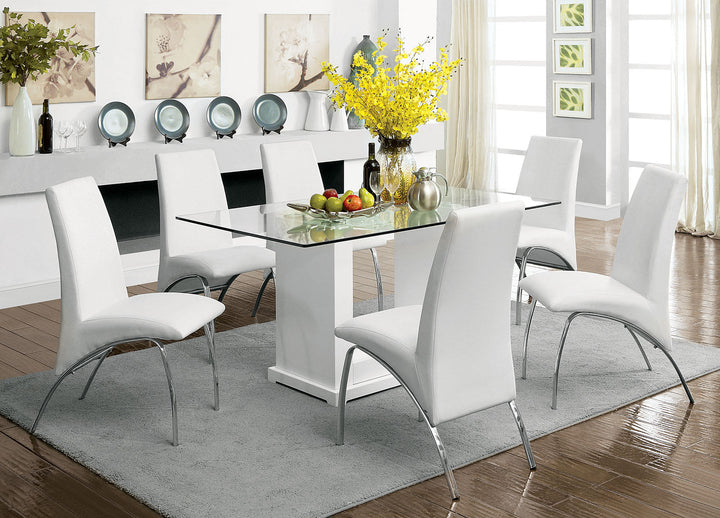 Furniture Of America Eva White/Clear Contemporary Dining Table Model CM3917T-TABLE - MONAVILLA