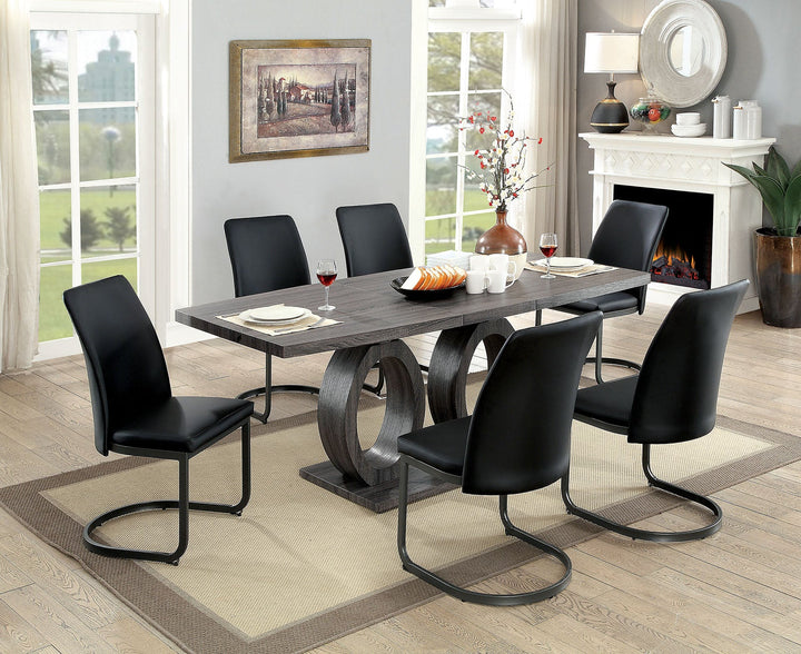 Furniture Of America Saskia Gray Contemporary 7-Piece Dining Table Set Model CM3918T-7PC - MONAVILLA