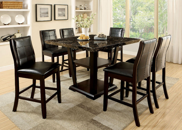 Furniture Of America Clayton Dark Cherry/Black Transitional 7-Piece Counter Height Dining Table Set Model CM3933PT-7PC - MONAVILLA