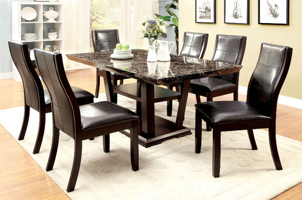 Furniture Of America Clayton Dark Cherry/Black Transitional 7-Piece Dining Table Set Model CM3933T-7PC - MONAVILLA