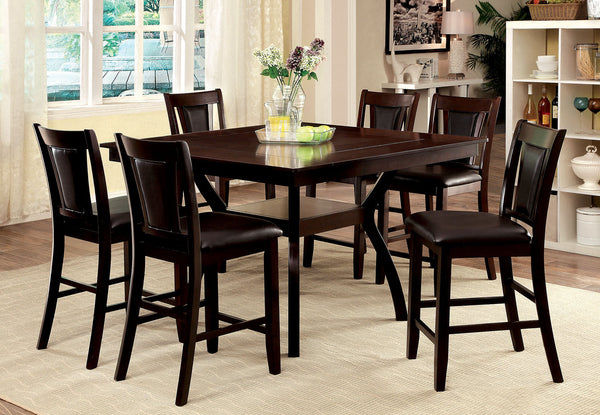 Furniture Of America Brent Dark Cherry Transitional 7-Piece Counter Height Dining Table Set Model CM3984W-PT-7PC - MONAVILLA