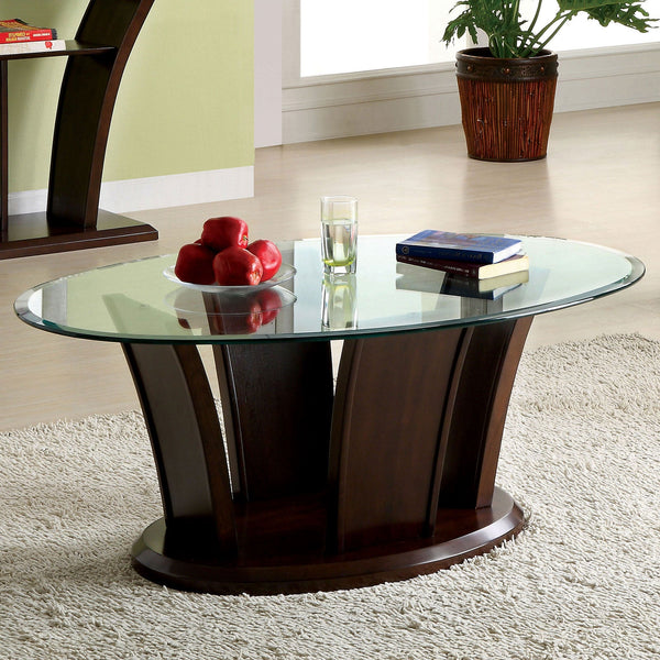 Furniture Of America Manhattan Brown Cherry Contemporary Coffee Table, Brown Cherry Model CM4104C-PK - MONAVILLA