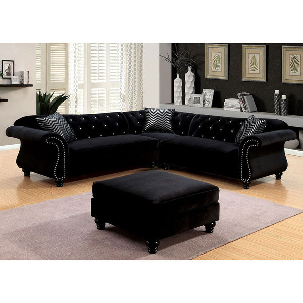 Furniture Of America Jolanda Black Glam Sectional, Black Model CM6158BK-SET - MONAVILLA