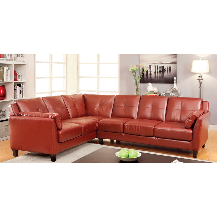 Furniture Of America Peever Mahogany Red Contemporary Sectional, Mahogany Red Model CM6268RD-SET - MONAVILLA