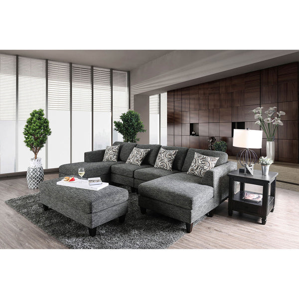 Furniture Of America Lowry Gray Transitional Sectional + Ottoman Model CM6363-SET - MONAVILLA