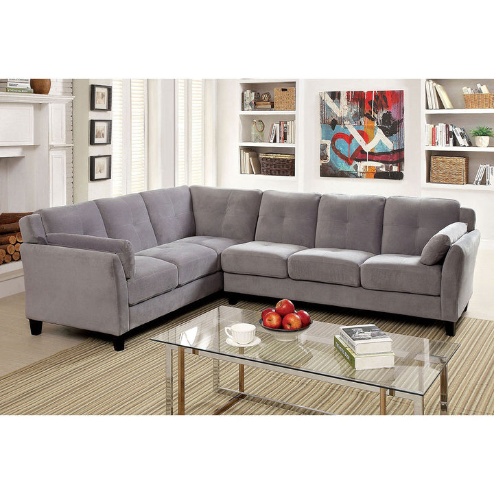 Furniture Of America Peever Warm Gray Contemporary Sectional, Warm Gray Model CM6368GY-SECTIONAL - MONAVILLA