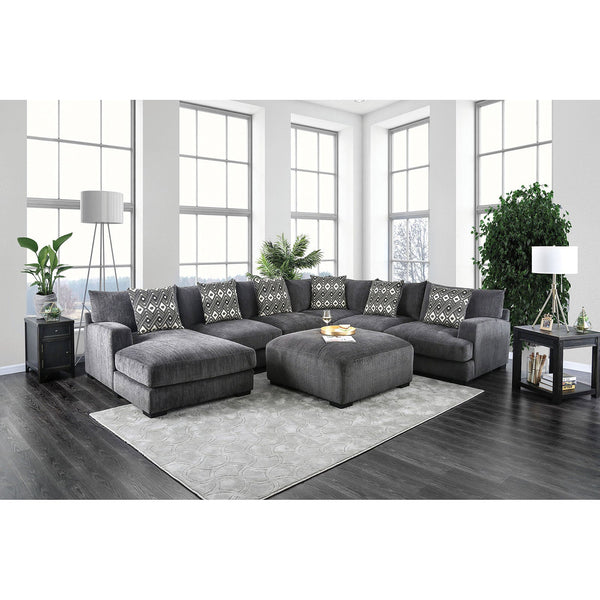 Furniture Of America Kaylee Gray Contemporary U-Shaped Sectional Model CM6587-SECT - MONAVILLA