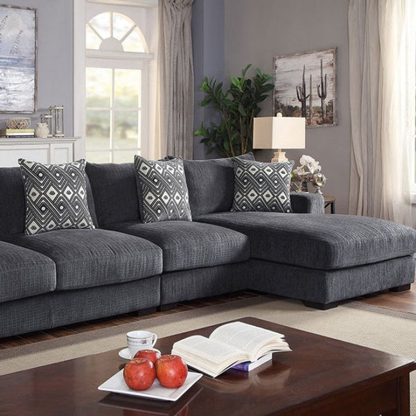 Furniture Of America Kaylee Gray Contemporary Large L-Shaped Sectional, Right Chaise Model CM6587-SECT-LL-R