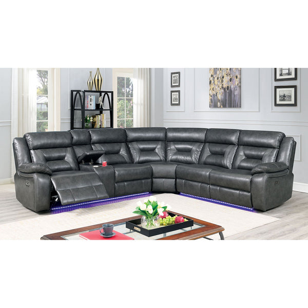 Furniture Of America Omeet Gray Transitional Power Sectional Model CM6642GY-SECT-PM - MONAVILLA