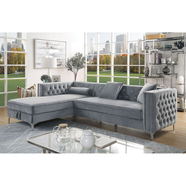 Furniture Of America Amie Gray Glam Sectional Model CM6652GY-SECT - MONAVILLA