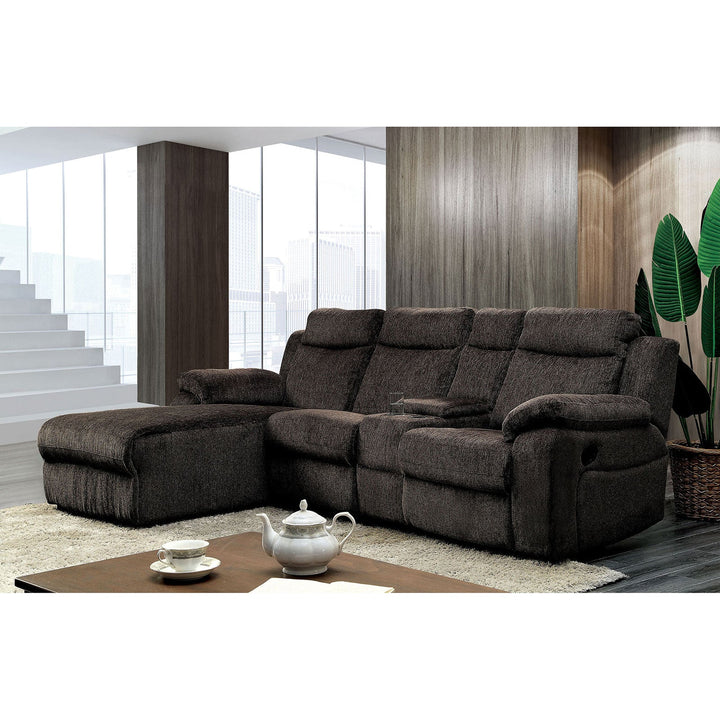 Furniture Of America Kamryn Brown Transitional Sectional With Console, Warm Gray Model CM6771WG-SECTIONAL - MONAVILLA