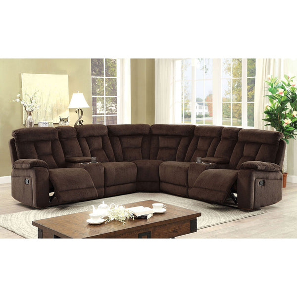 Furniture Of America Maybell Brown Transitional Sectional, Brown Model CM6773BR-SECTIONAL - MONAVILLA