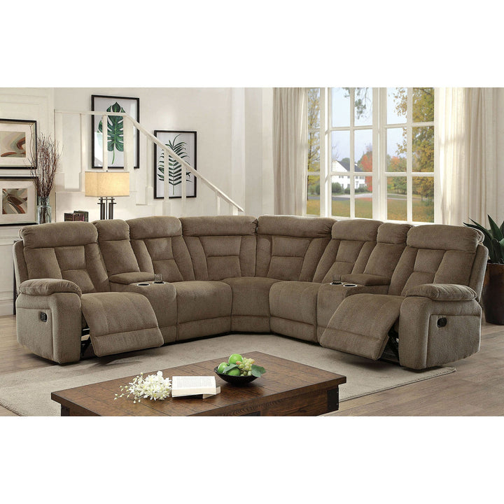 Furniture Of America Maybell Mocha Transitional Sectional, Mocha Model CM6773MC-SECTIONAL - MONAVILLA