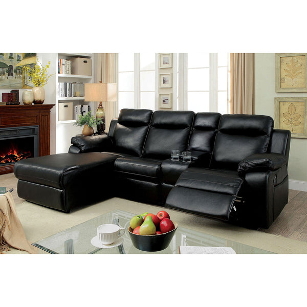 Furniture Of America Hardy Black Transitional Sectional With Console, Black Model CM6781BK-SECTIONAL - MONAVILLA