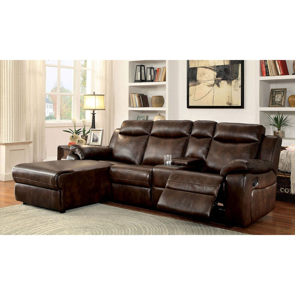 Furniture Of America Hardy Brown Transitional Sectional With Console, Brown Model CM6781BR-SECTIONAL - MONAVILLA