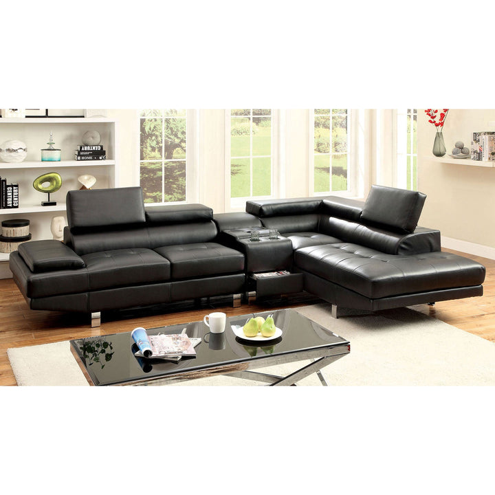 Furniture Of America Kemina Black Contemporary Sectional, Black Model CM6833BK-SET - MONAVILLA