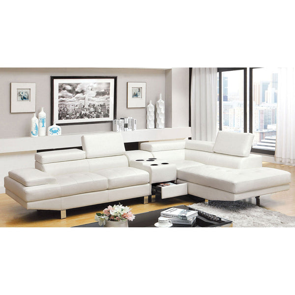 Furniture Of America Kemina White Contemporary Sectional, White Model CM6833WH-SET - MONAVILLA