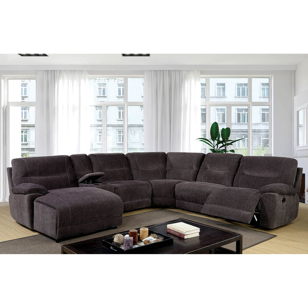 Furniture Of America Karlee Gray Transitional Sectional With Console Model CM6853-SECTIONAL - MONAVILLA