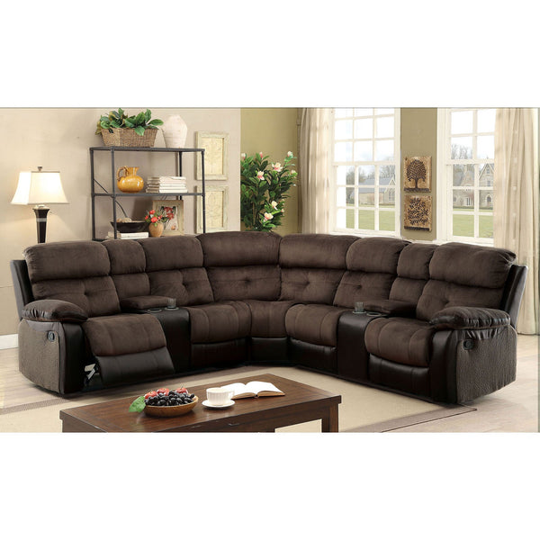 Furniture Of America Hadley Brown/Black Transitional Sectional With 2 Consoles Model CM6871-SECTIONAL - MONAVILLA