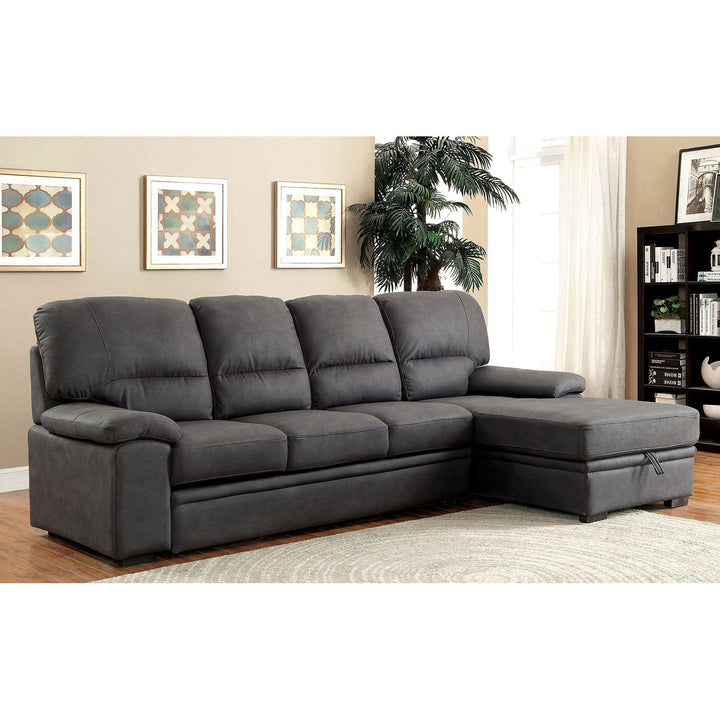 Furniture Of America Alcester Graphite Contemporary Sectional With Sleeper, Graphite Model CM6908BK-SET - MONAVILLA