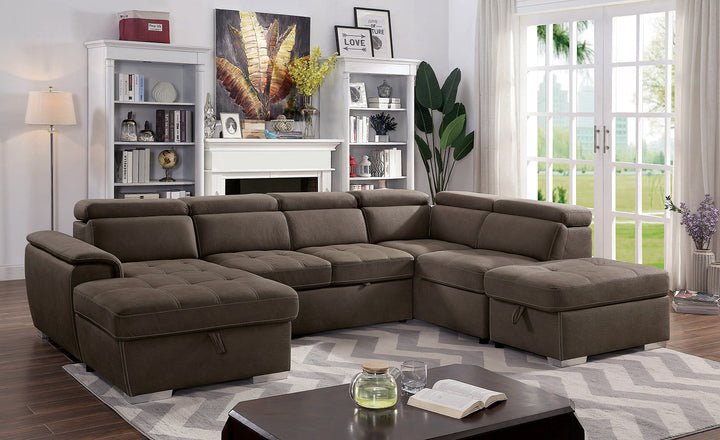 Furniture Of America Hugo Light Brown Contemporary Sectional Model CM6963-SECT - MONAVILLA