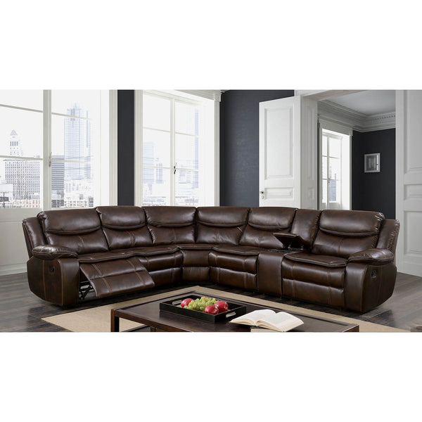 Furniture Of America Pollux Brown Transitional Sectional Model CM6982BR-SECTIONAL - MONAVILLA