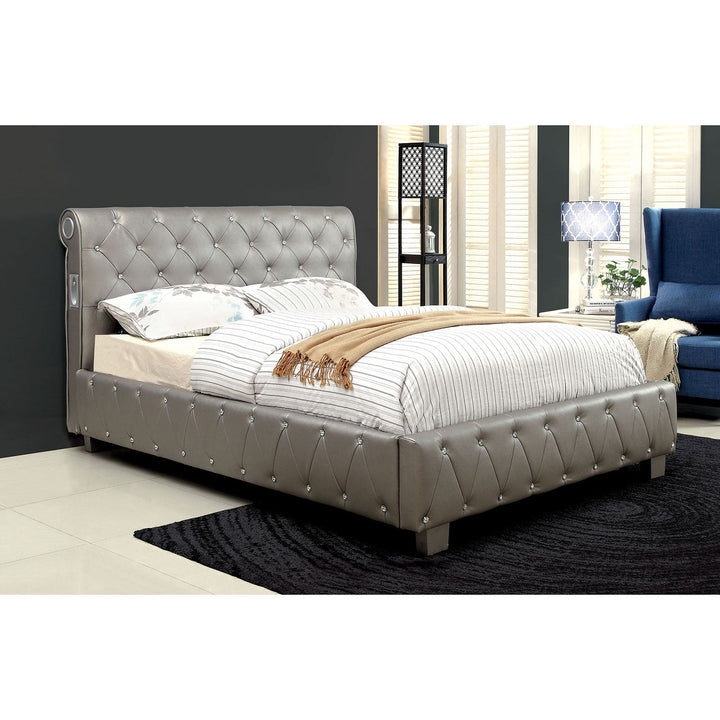 Furniture Of America Juilliard Silver Contemporary Bed Model CM7056SV - MONAVILLA