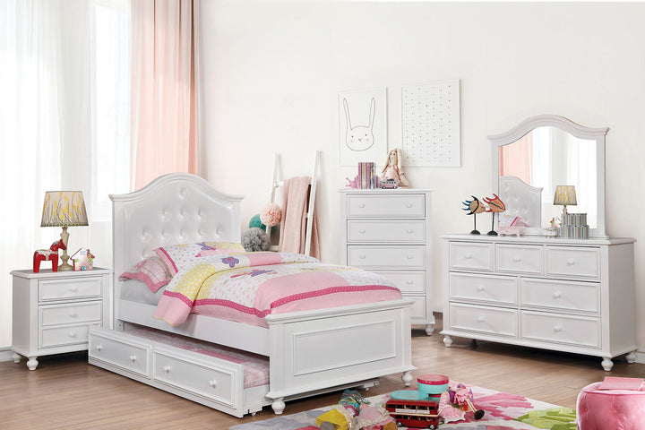 Furniture Of America Olivia White Traditional 4-Piece Twin Bedroom Set Model CM7155WH-T-4PC - MONAVILLA