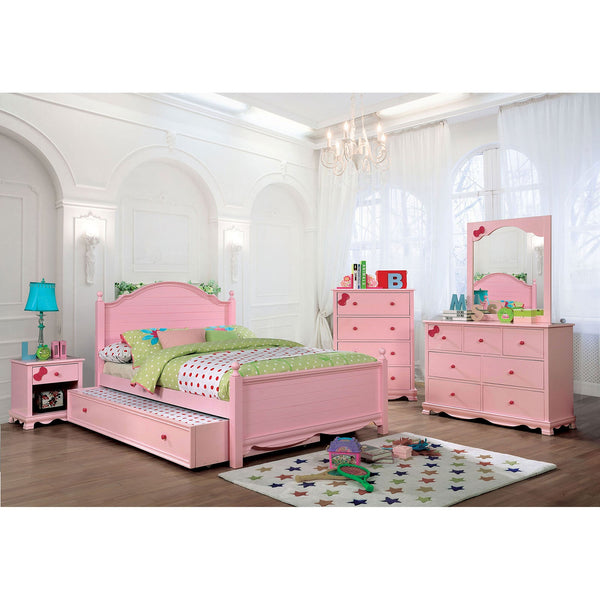 Furniture Of America Dani Pink Transitional 4-Piece Twin Bedroom Set With Trundle Model CM7159PK-T-4PC-TR - MONAVILLA