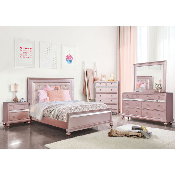 Furniture Of America Ariston Rose Gold Contemporary 4-Piece Full Bedroom Set Model CM7170RG-F-4PC - MONAVILLA