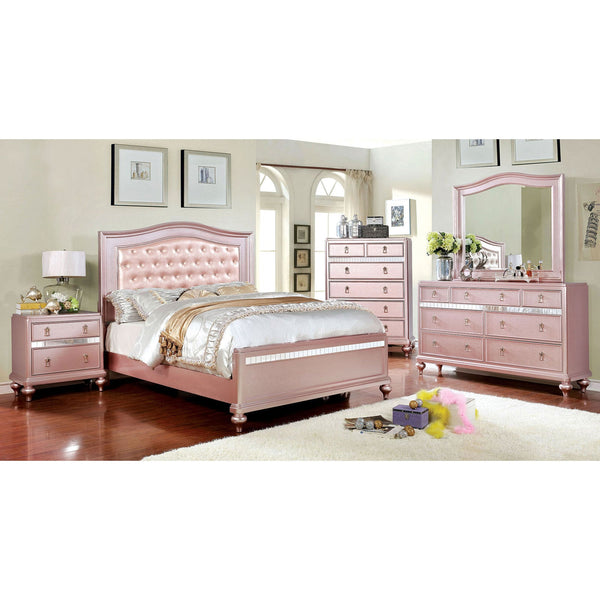 Furniture Of America Ariston Rose Gold Contemporary 4-Piece Twin Bedroom Set Model CM7171RG-T-4PC - MONAVILLA