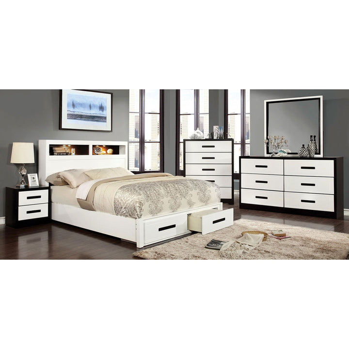 Furniture Of America Rutger White/Black Contemporary 4-Piece Queen Bedroom Set Model CM7298Q-4PC - MONAVILLA