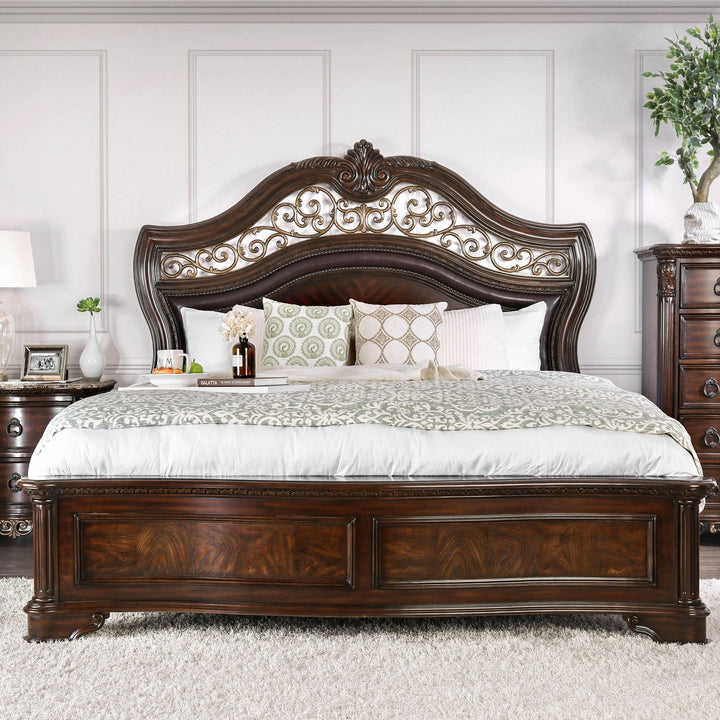 Furniture Of America Menodora Brown Cherry Transitional Bed Model CM7311 - MONAVILLA