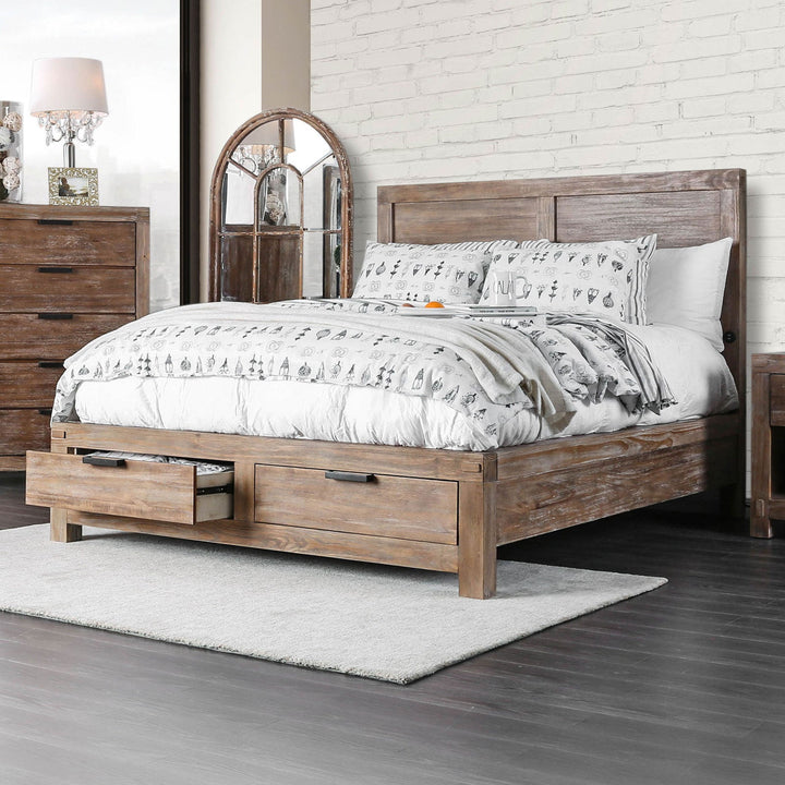 Furniture Of America Wynton Weathered Light Oak Rustic Bed Model CM7360 - MONAVILLA