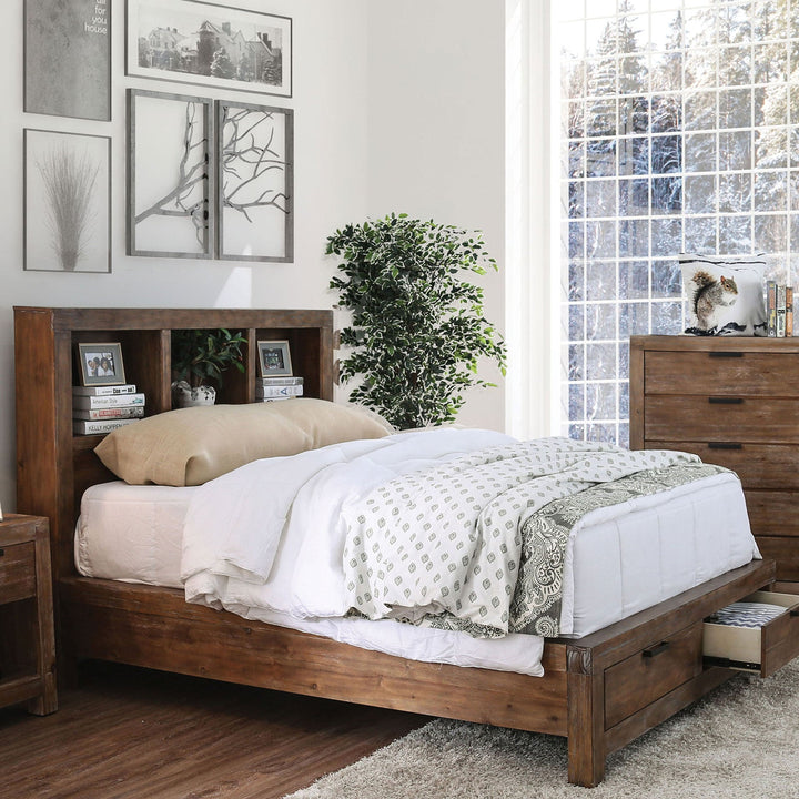 Furniture Of America Mcallen Weathered Light Oak Rustic Bed Model CM7360BC - MONAVILLA