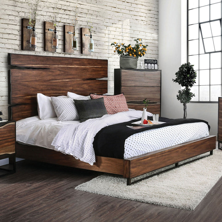 Furniture Of America Fulton Dark Oak/Dark Walnut Rustic Bed Model CM7363 - MONAVILLA