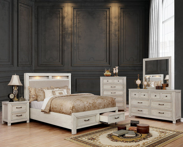 Furniture Of America Tywyn Antique White Transitional Bed Model CM7365WH - MONAVILLA