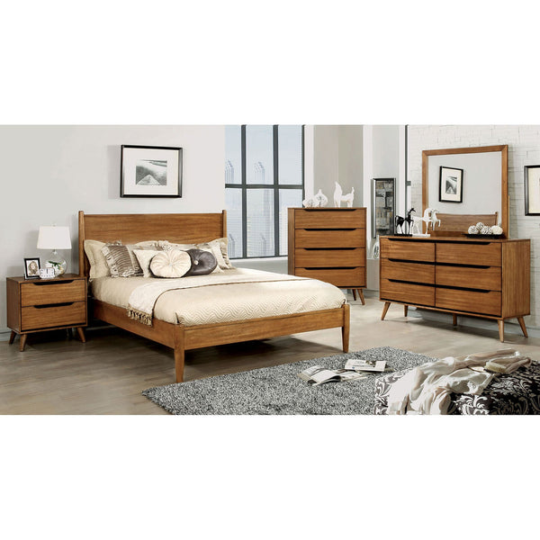 Furniture Of America Lennart Oak Mid-Century Modern 4-Piece Twin Bedroom Set Model CM7386A-T-4PC - MONAVILLA