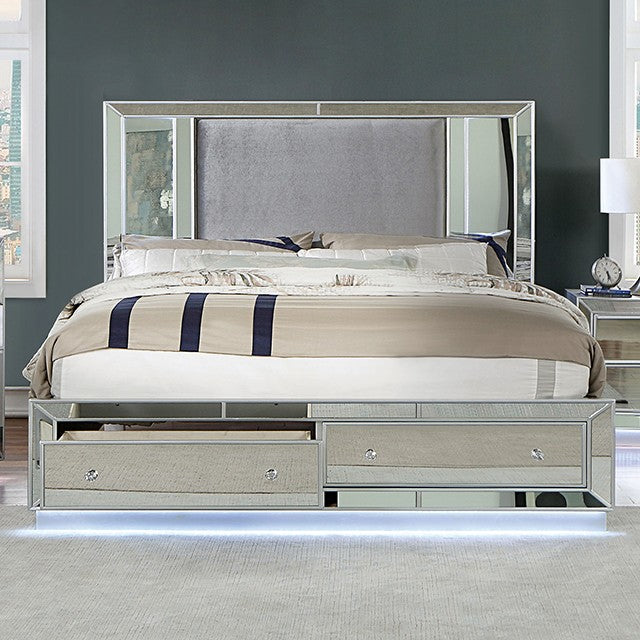 Furniture Of America Belladonna Silver Glam Bed, Silver Model CM7417SV - MONAVILLA