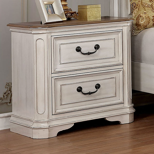 Furniture Of America Pembroke Antique Whitewash Transitional Night Stand Model CM7561N - MONAVILLA