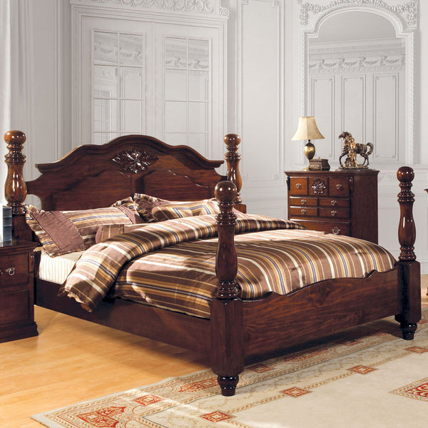 Furniture Of America Tuscan Glossy Dark Pine Traditional Queen Bed Model CM7571Q-BED - MONAVILLA