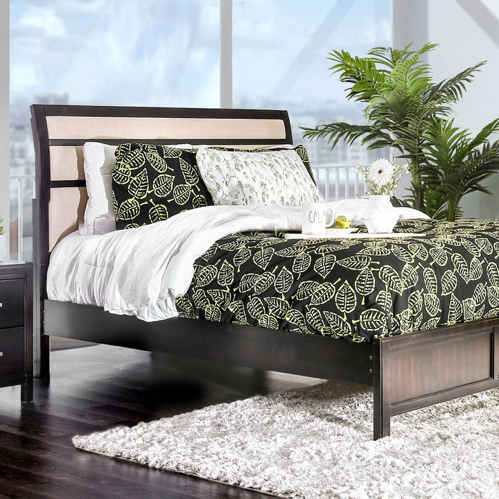 Furniture Of America Berenice Espresso/Beige Transitional Queen Bed Model CM7580EX-Q-BED - MONAVILLA